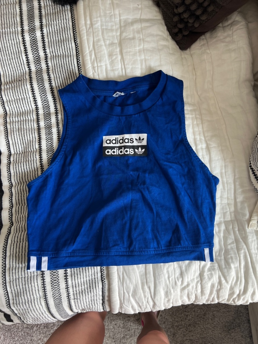 adidas Blue woman’s ' Cropped Tank Top with Logo